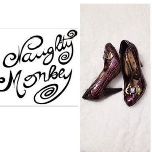 Naughty Monkey, Size 7.5, Buckled Burgundy Heels